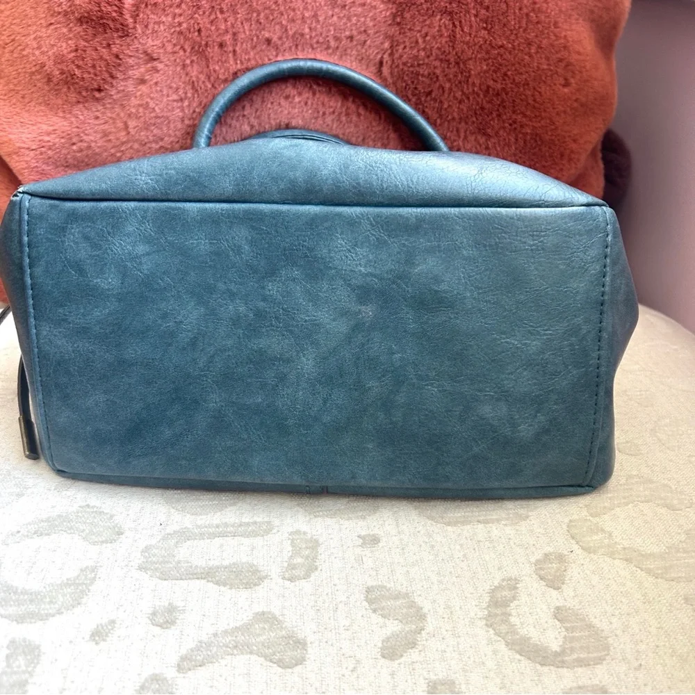 Teal Vegan Leather Mini Satchel/Crossbody